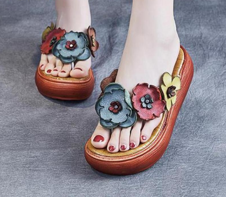 Sandalias de cuero para mujer diseño verano playa - Tabalia